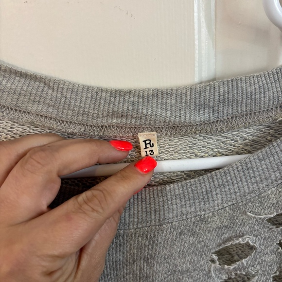 R13 grey sweatshirt distressed with zipper details - Picture 2 of 7